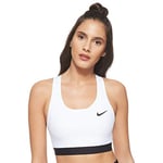 Nike Women's Swoosh Bra Medium Support Sports, White/Black/Black, L BV3900