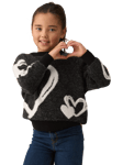 Angel & Rocket Kids' Black Heart Jumper, Black/White