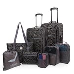 ITACA - Set Valise Souples à 4 roulettes - Lot Valise Tissu à Roulette - Sets de Bagages pour soute Avion, Soldes sur Set de valises à roulettes. Verrouillage à Combinaison, Gris