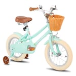 STITCH 14 inch Kids Bike for 5-7 years Girls, 14 Inch Girls Bike with Training Wheels & Basket, Kids' Bicycle Green…