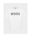 Hugo Boss Womenss Monogram Logo Print T-Shirt in White Cotton - Size Small