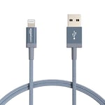 Amazon Basics Câble USB-A vers Lightning en nylon tressé Chargeur certifié MFi pour iPhone Gris foncé 0.9 m Lot de 2