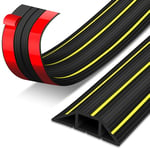 Floor Cable Cover, 3 Meters Floor Cable Protector, Self Adhesive, Rubber Wire Covers for Cables Indoor Outdoor, Heavy Duty Floor Cord Cover Tidy with 3 Cord Channels, Black