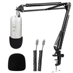 Blue Yeti Mic Stand with Pop Filter - Suspension Blue Yeti Boom Arm Stand with Microphone Cover Foam Compatible with Blue Yeti and Yeti Pro Microphone by YOUSHARES