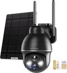 4G/3G LTE Caméra Surveillance Solaire, 360° PTZ Camera Surveillance WiFi, 2K Caméra Extérieure avec Vision Nocturne Couleur, Conversation Bidirectionnelle, PIR,IP66,Carte SIM