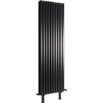 Hudson Reed - Vitality - Radiateur Vertical sur Pieds Noir à Double Cœur de Chauffe - 178cm x 59cm