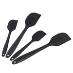 Amazon Basics Lot de 4 spatules rectangulaire antiadhésives en silicone résistantes à la chaleur, passent au lave-vaisselle, flexibles, sans BPA, 2 petites et 2 grandes spatules, Noir