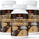 Lumarejebo Shilajit Capsules 2000mg, 100% Pure Shilajit with Ashwagandha Root Extract, 60% Fulvic Acid and 85+ Minerals, High Strength Himalaya Shilajit Supplement for Energy, 60 Count (Pack of 3)