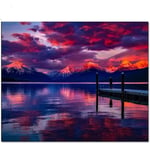 Bricolage 5D Diamant Peinture Kit Foret Complet Pour Adulte / Enfant, Paysage Lac Coucher De Soleil Diamant Broderie Cristal Strass Point De Croix Toile Photos Artisanat Pour La Maison Décoration Murale Cadeau Carré Foret (40 × 50 CM)