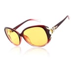 FEISEDY Lunettes de Vision Nocturne Femmes Lunettes de Soleil Polarisées pour Conduite de Nuit Marche avec Lentille Jaune B2730