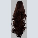 22" PONYTAIL Clip in Hair Extensions FALLING CURLS Dark Auburn #33 REVERSIBLE