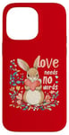 iPhone 14 Pro Max Love Needs No Words Bunny - Cute Animal Heart Design Case