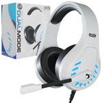 White Gaming Headset with Noise Cancel Mic - RGB Lights for Switch, PC, Xbox, PS