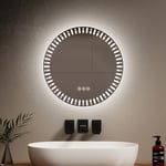 EMKE Miroir Rond Salle de Bain LED rétro-éclairé, diamètre 50 cm, avec Anti-buée+Interrupteur Tactile+3 Couleurs de lumière Variable, Miroir Rond décoratif à la Mode,Miroir Salle de Bain