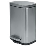 Spirella Rubbish Bin, Pedal Bin for the Kitchen, 12 Litres, Soft Close, Plastic Inner Bucket, with Foot Pedal Silver