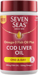 Seven Seas Cod Liver Oil One-A-Day, 120 Capsules with Omega 3 Fish oil Plus