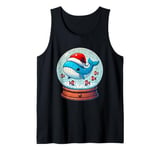 Blue Whale Santa Hat Christmas Snowball Xmas Festive Holiday Tank Top