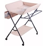 Table à Langer Pliante avec Panier de Rangement à Côté Structure en Fer Charge Max 25KG pour Nouveaux-Nés Design Ergonomique (Kaki)