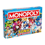 Winning Moves Monopoly Sonic en Français - Jeu de Plateau 8 et Plus - Jeu de Société pour 2 à 6 Joueurs - Jeux de Société Famille en Français, Bleu