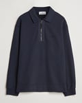 Stone Island Garment Dyed Fleece Zip Polo Navy Blue