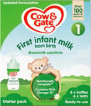 Cow & Gate 1 First Baby Milk Formula, Starter Pack From Birth, 6x70ml