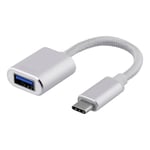 USB-C 3.1 Gen 1 to USB-A OTG adapter, alu, white bag, silver