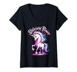 Womens Cute Girl's Magical Unicorn Power V-Neck T-Shirt