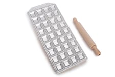 Imperia Raviolamp Titania Line. 100% Made in Italy. Ravioli Mold. Pasta Machine Accessory for Ravioli. Aluminum Fresh Pasta Cutter Kitchen Accessory. with Rolling pin.