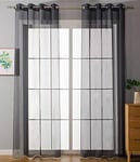 Gardinenbox 20332-cn2 Lot de 2 Rideaux à œillets Transparent 245 x 140 cm Noir