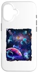 Coque pour iPhone 16 Sea jellies Wild Pet Animal Universe Galaxy Stars Jellyfish