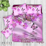 PETTI Artigiani Italiani - Housse de Couette, Lit (90x200), Orchidée et Papillon, Tissu 100% Satin Frais, 100% Made in Italy