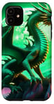 Coque pour iPhone 11 Fantasy Green Dragon Art : Collection Majestic Mountain