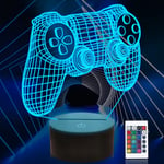 3D Gamepad Illusion Lamp, Game Controller Nattlampa med Fjärrkontroll