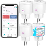 Prise Connectee Minuteur Programmable Wifi,Programmateur Prise Electrique,Compatible Avec Alexa,Google Home Et Smartthings,Commande Vocale,Contrôle A Distance Par Smart Life/Tuya,Lot De 4