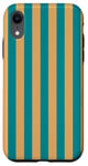 iPhone XR Teal Yellow Striped Cute Girly Aesthetic Preppy Stripe Case