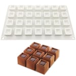 duoyif Moule En Silicone Au Chocolat Cube 28 Cavités 25mm Moule En Silicone Petit Carré Concave Moule à Bonbons Carrés 3D Moule à Gâteau Cube 3D Pour Chocolat Cube Glaçons Truffes Pralinés Mousse