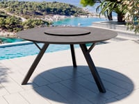 Jamaica rundt spisebord 150 cm m/lazy susan i antrasitt aluminium