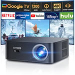 【1200 ANSI/Google TV】Projector 4K Support, Google Voice Assistant, Official Netflix, Auto Focus/Keystone Smart 1080P Projector,WiFi6 Bluetooth 50% Zoom 300'' Movie Projector for Home Outdoor,Gifts