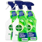 Dettol Mould Remover, Multipack of 3 X 750ml, Total 2.25L, Mould And Mildew Remover, Mould Spray, Bleach Spray, Bathroom Mould Remover, Antibacterial, Disinfectant, Household Cleaners