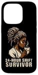 iPhone 14 Pro 24 Hour Shift Survivor Coffee Lover Funny Black Nurse Case