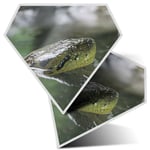 2 x Diamond Stickers 7.5 cm - Green Anaconda Snake  #21648