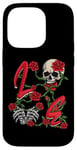 iPhone 14 Pro Love Rose Skeleton Flowers Bones Hearts Valentines Case