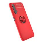 Dedux Case Compitable for Oppo Find X2 Lite, Ultra Thin Soft Silicone Support Magnetic Car Mount Cover With 360 Rotating Finger Ring Holder. Red + Red