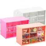 2-pack Craft Box Förvaring med 9 Lådor - Skrivbordsförvaring Organizer Mini Lådor för Hantverk Smycken Kosmetika Konst Sytillbehör with 9 Drawers Rose Red