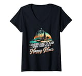 Womens Cumberland Island Summer Vacation Beach Palm Tree Island V-Neck T-Shirt