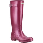 Hunter Womens Original Tall Nebula Plain Rubber Wellingtons - Burgundy - Size UK 4