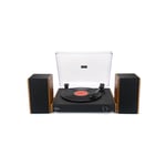 Platine vinyle Halterrego Chicago, av 2 enceintes externes RMS 10w * 2, 3 vitesses, Bluetooth IN, RCA OUT, USB, adaptateur inclus, NOIR