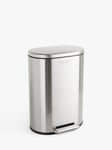 John Lewis Oval Pedal Bin, Brushed Stainless Steel, 50L