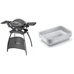 WEBER Barbecue électrique Weber Q 1400 Stand Electric Grill & 6415 Lèchefrites Barquette Aluminium - Lot de 10