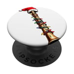 Flute Instrument Christmas Hat Xmas PopSockets Adhesive PopGrip